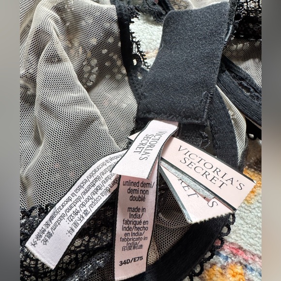 NWT Victoria’s Secret unlined  Demi bra 34D black lace - Picture 5 of 6